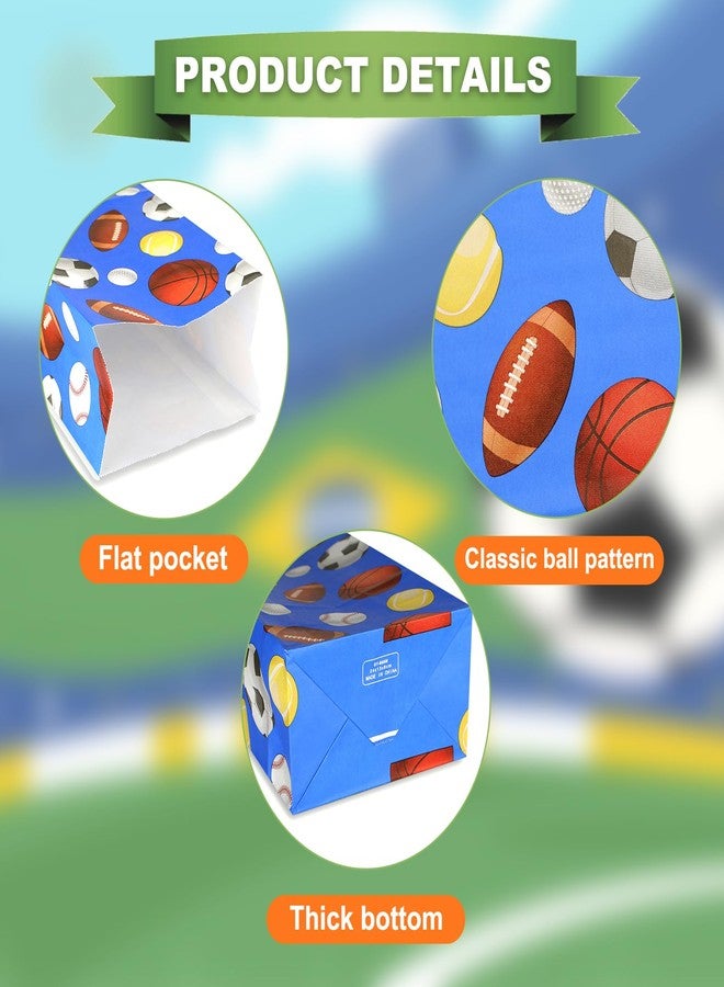 Pinsit 30PCS Paper Sports Party Favors Bags, Baseball Party Bags, Soccer Baseball Football Basketball Goodie Bag without Handles, Treat Candy Bag for Birthday, 9.45 x 5.12 x 3.15 Inches(Green+Blue) - Image 3